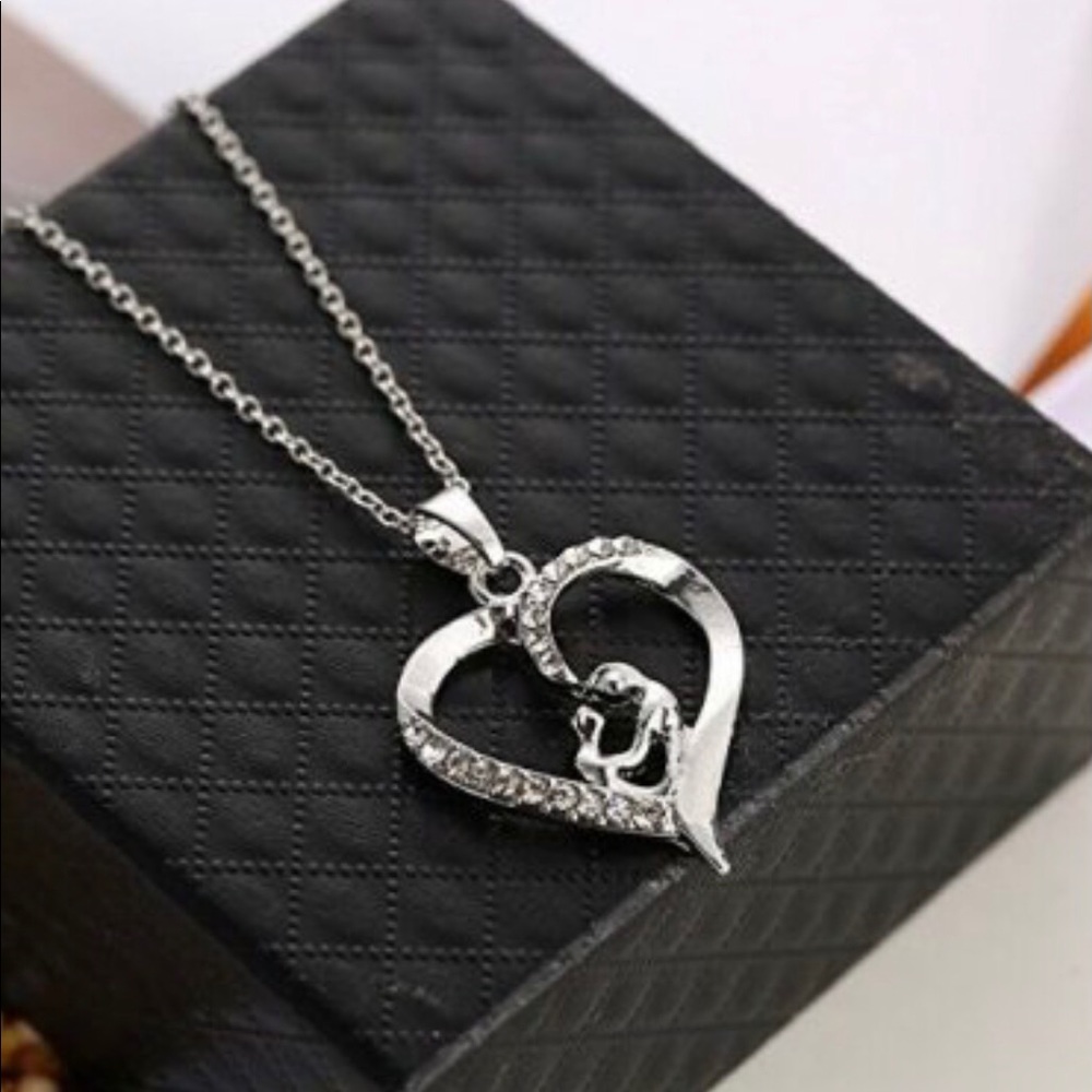COPY - Silver-plated Rhinestone Heart Pendant Necklaces